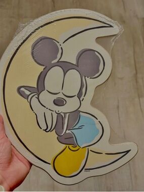 Disney Mickey Mouse Crescent Moon Nap Nursery Wall Art Pastel Baby MDF New USA
